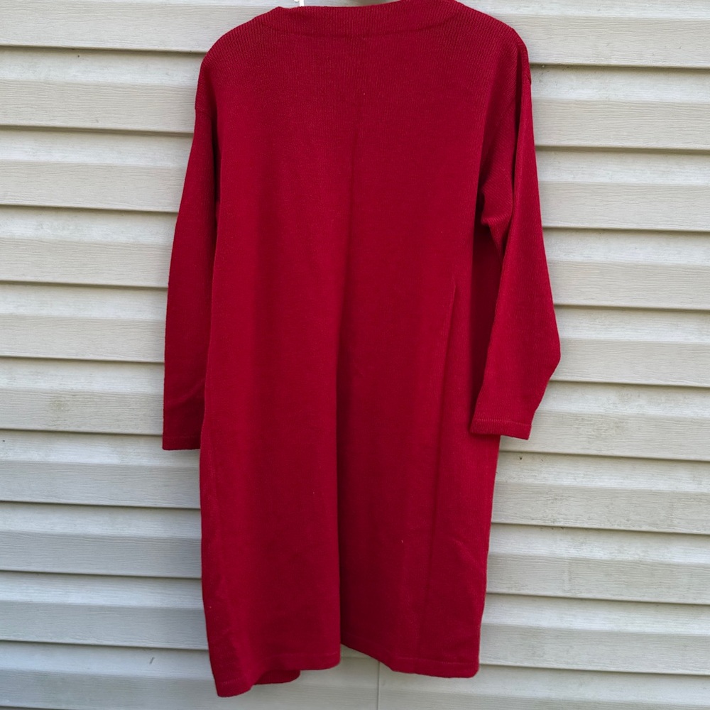 Helen Hsu | Vintage Red Long Duster Cardigan Sweater size Small - Picture 5 of 5